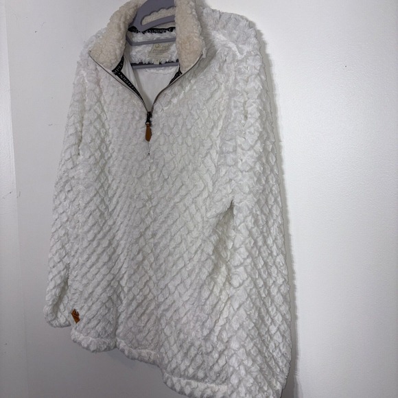 Simply Southern Women's 1/4 Zip Sherpa Quilted Diamond White Soft Size M EUC - Picture 3 of 5